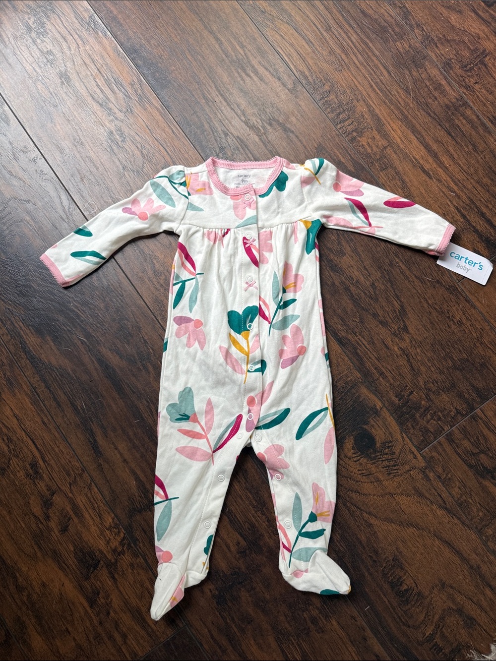 Floral footed onesie pajama nwt